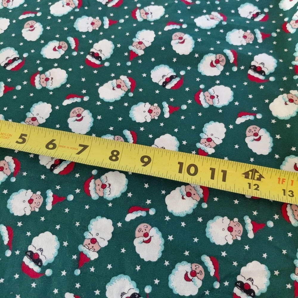 Vintage Santa‎ Clause Christmas Fabric Green Cotton Cute Fun Craft Quilt 3 Yards - Picture 3 of 3